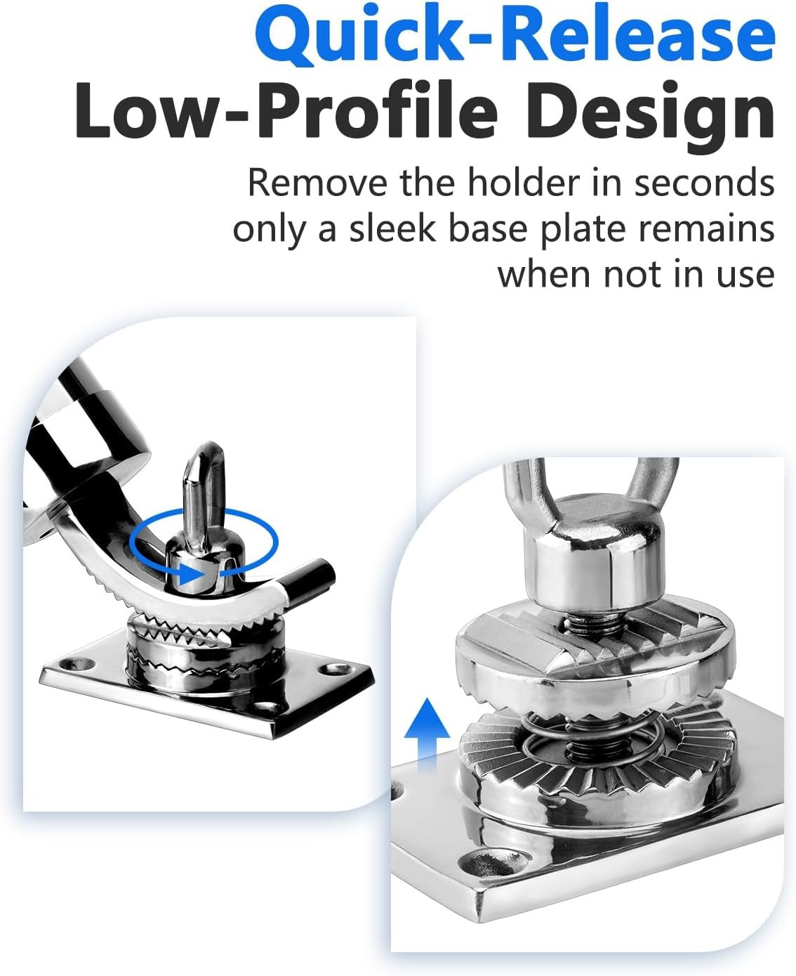 Stainless Steel Boat Fishing Rod Holder 360° Rotation Adjustable Support