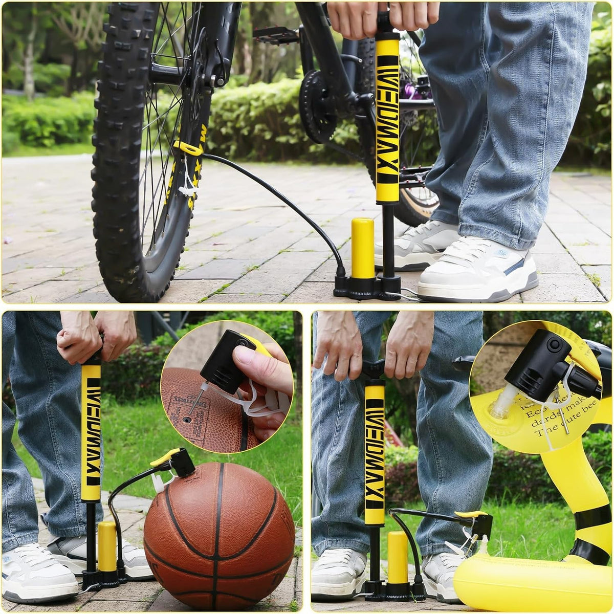 High Pressure Bicycle Floor Pump 160 PSI with Gauge and Dual Valves