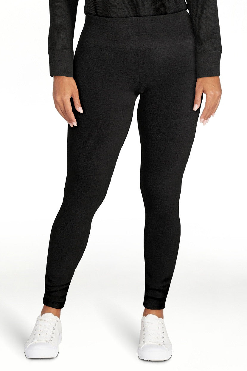 Women's Thermal Fleece Leggings High Waist Stretch Base Layer Black Medium