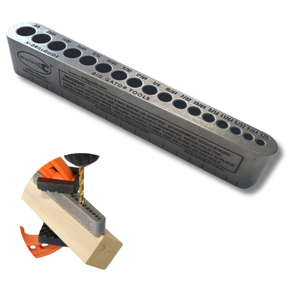 Drill Guide for Precise Gun Part Drilling - Steel V-Guide 1/8-3/8"