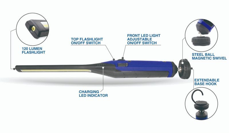 Rechargeable LED Work Light with XL Battery - 650 Lumens Slim Design