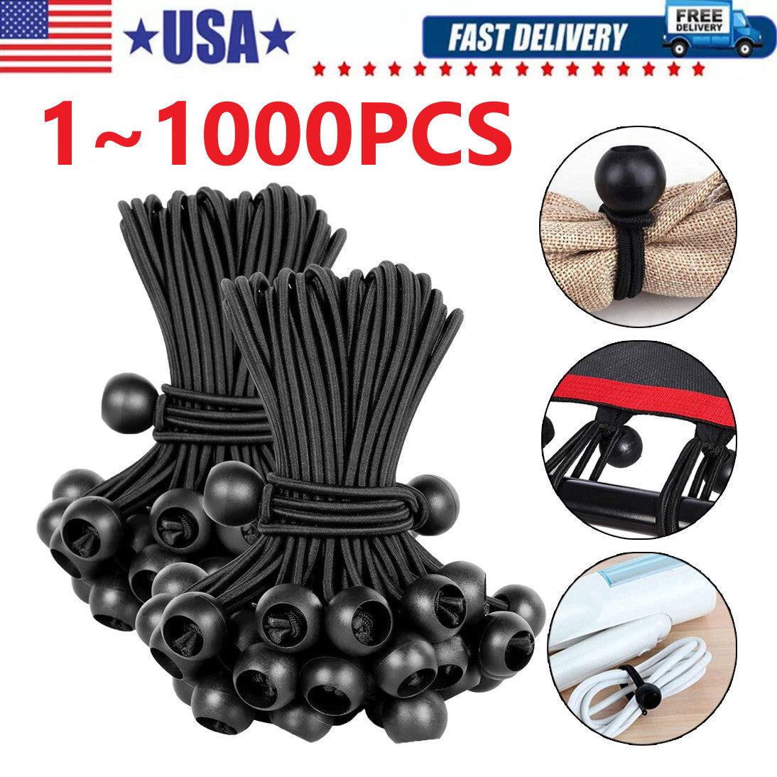 Elastic Bungee Cord Ties for Camping Tarps Canopies & Outdoor Gear