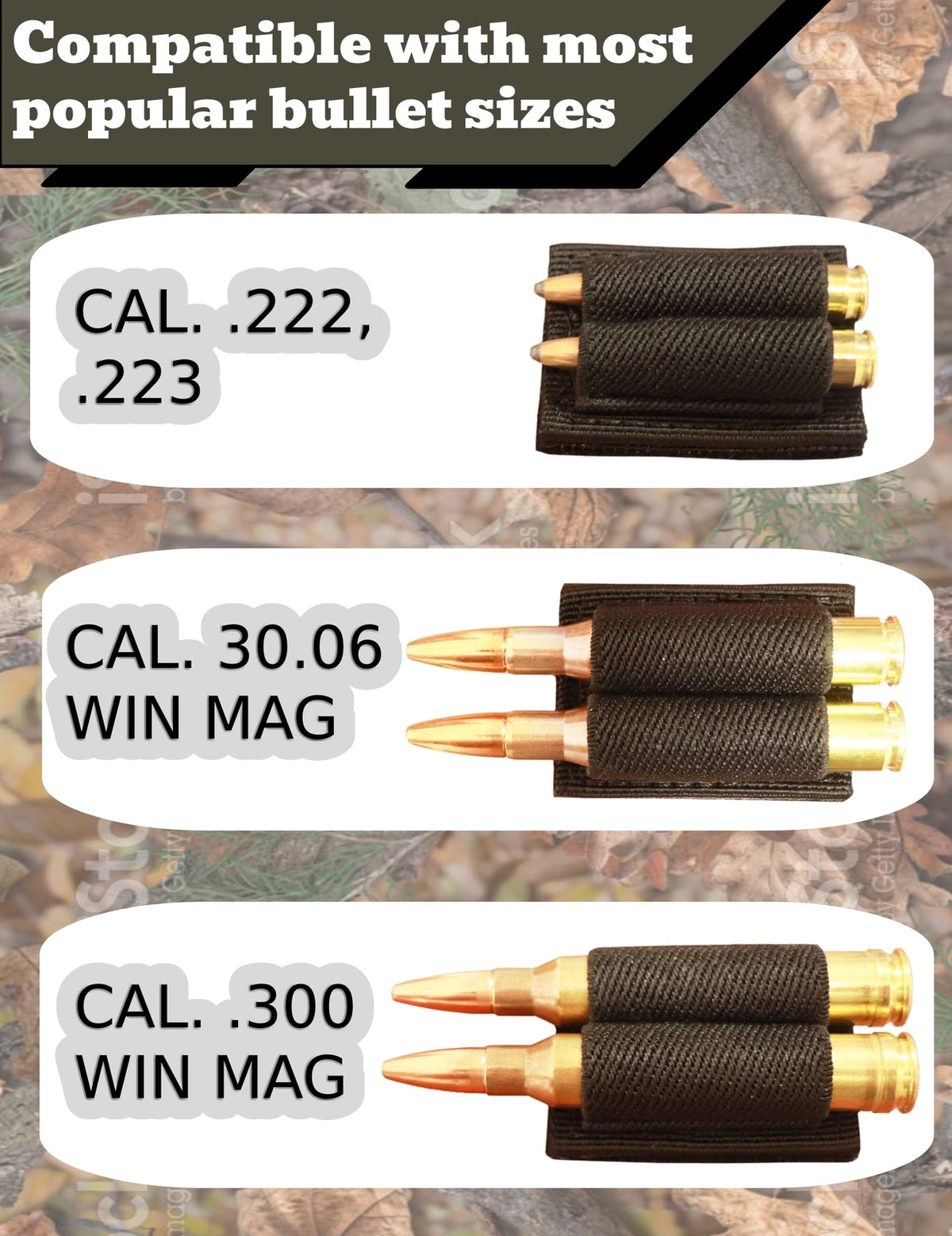 2PCS Rifle Bullet Shell Holder with Hook & Loop for Hunting & Shooting