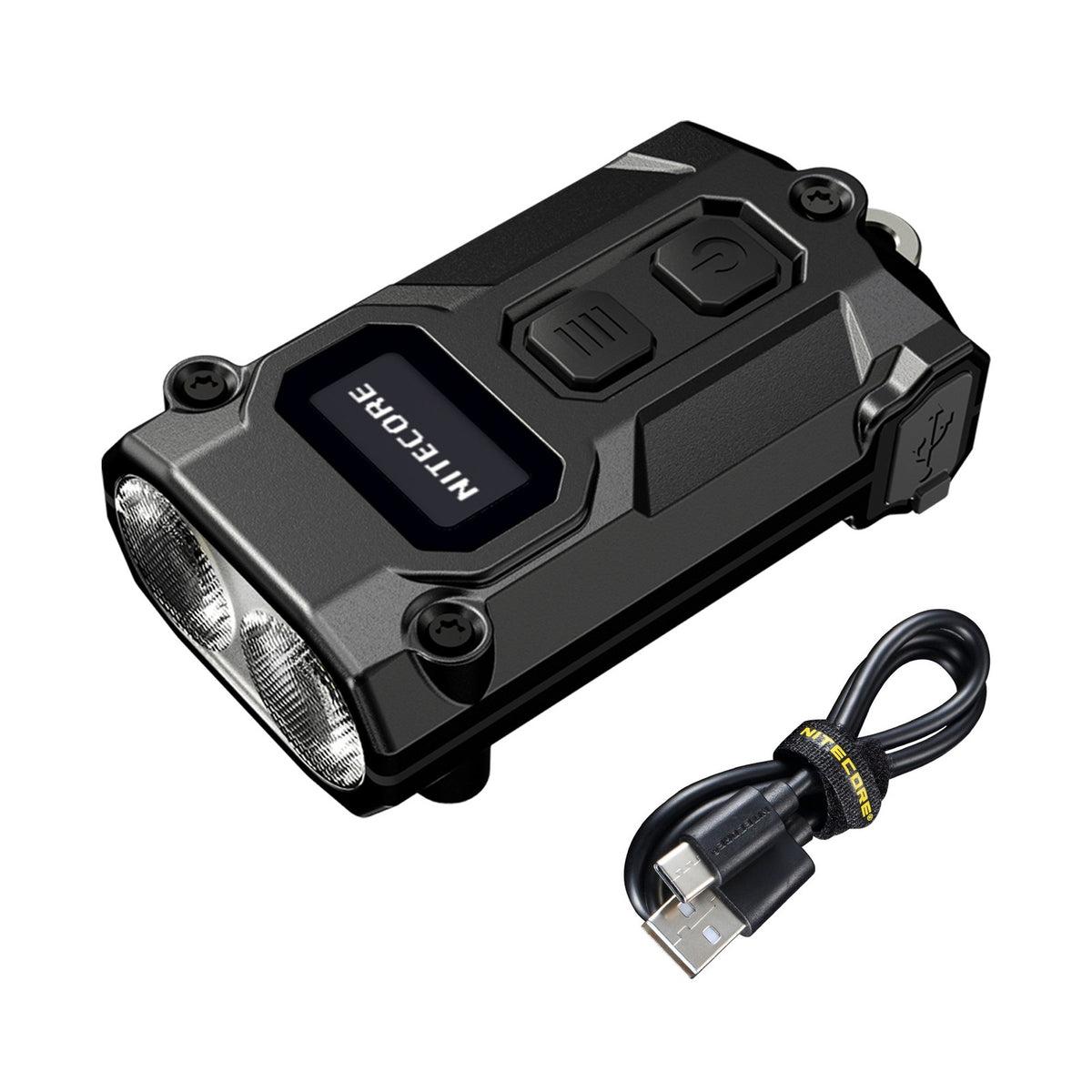 Rechargeable Multi-Color LED Keychain Flashlight - 600 Lumens, OLED Display