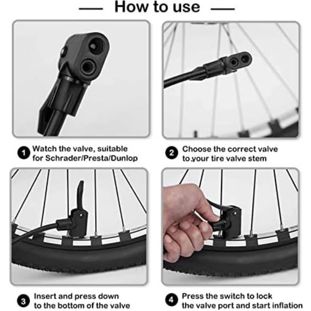 High-Pressure Bike Floor Pump 160 PSI with Dual Valves & Accessories