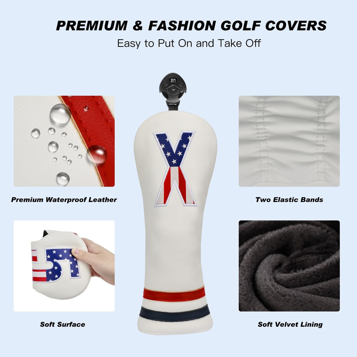 USA Stars and Stripes Golf Hybrid Headcover - Patriotic Club Protector