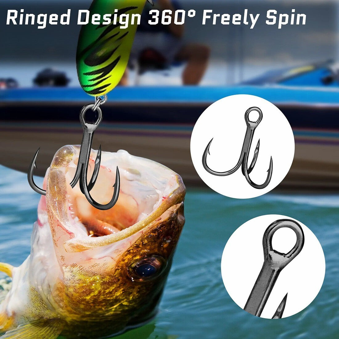 100PCS Carbon Steel Treble Fishing Hooks - Sharp & Durable