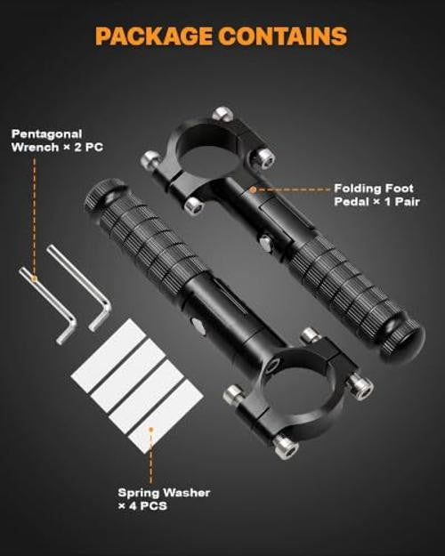 Folding Motorcycle Footrest Pegs 1.25 inch Black for Bikes & ATV