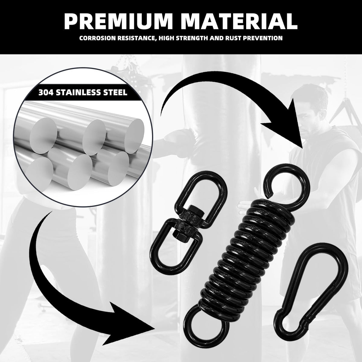 Heavy Duty Punching Bag Hanging Kit with Swivel & Carabiners - Boxing Equipment