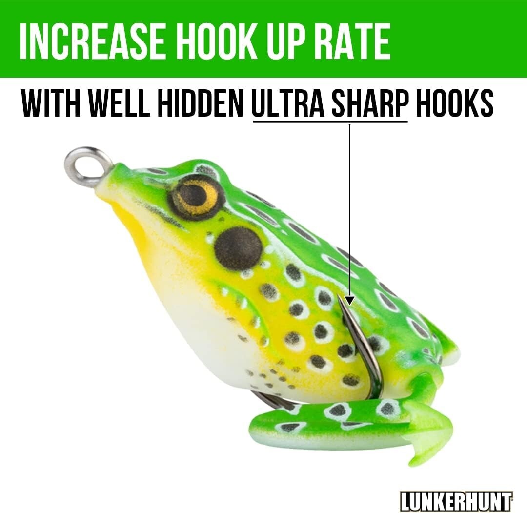 Fishing Lure Lot 3x Pocket Frog 1.75 inch Leopard Topwater Weedless Baits