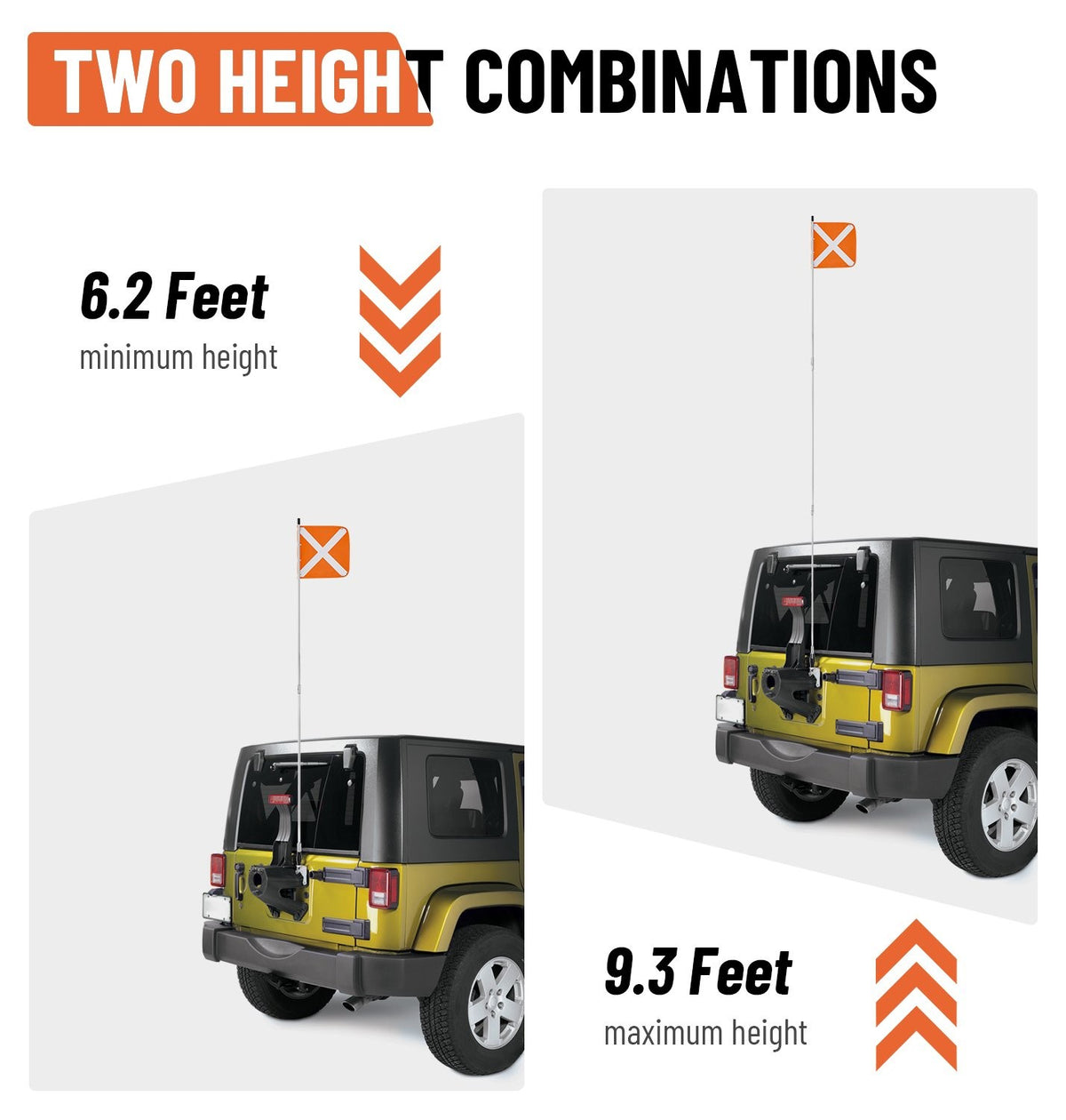 12x12 PVC Reflective Sand Safety Flag with Spring Mounting Base for Off-Road Vehicles