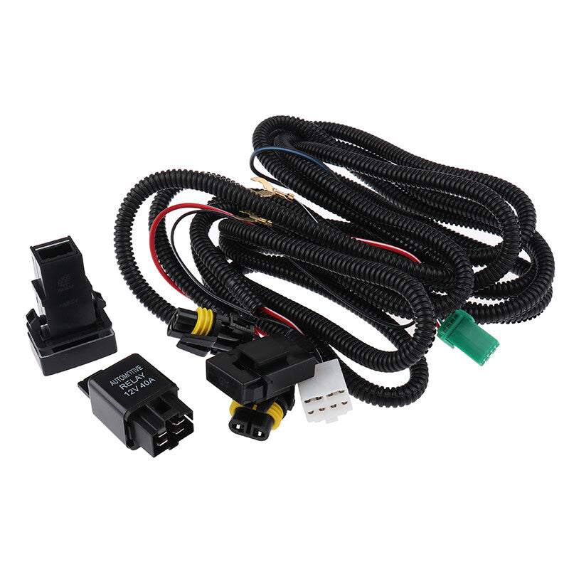 H11 Fog Light Wiring Harness Kit with Switch and LED Indicator - 12V 40A