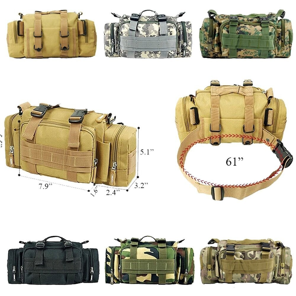 Military MOLLE Waist Pack Waterproof Tactical Gear with Multiple Pouches