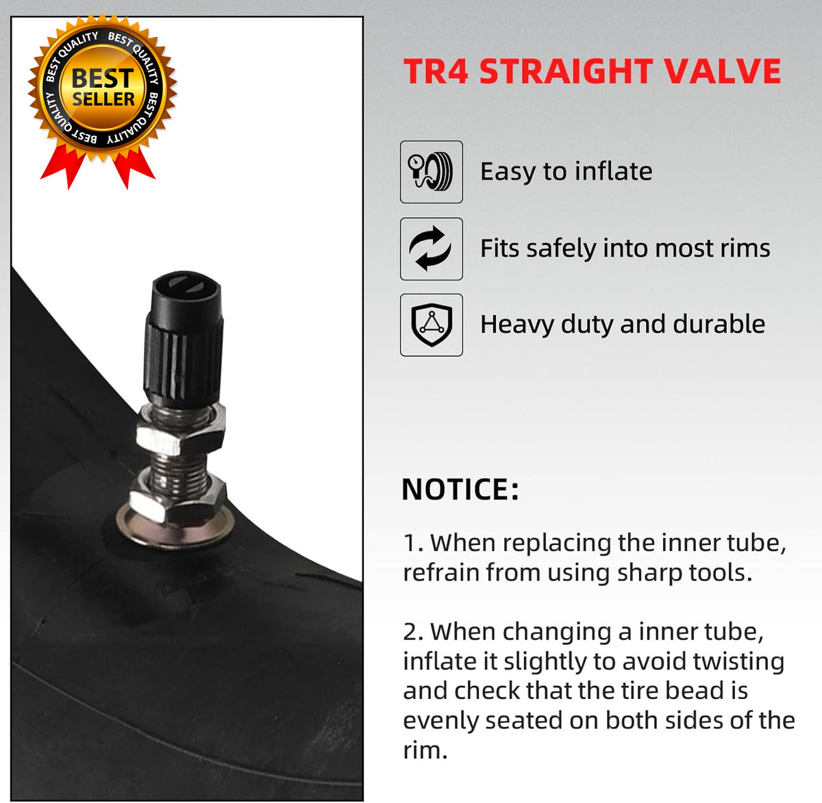Heavy Duty 21-Inch Dirt Bike Inner Tube 90/90-21, 80/100-21 with TR4 Valve