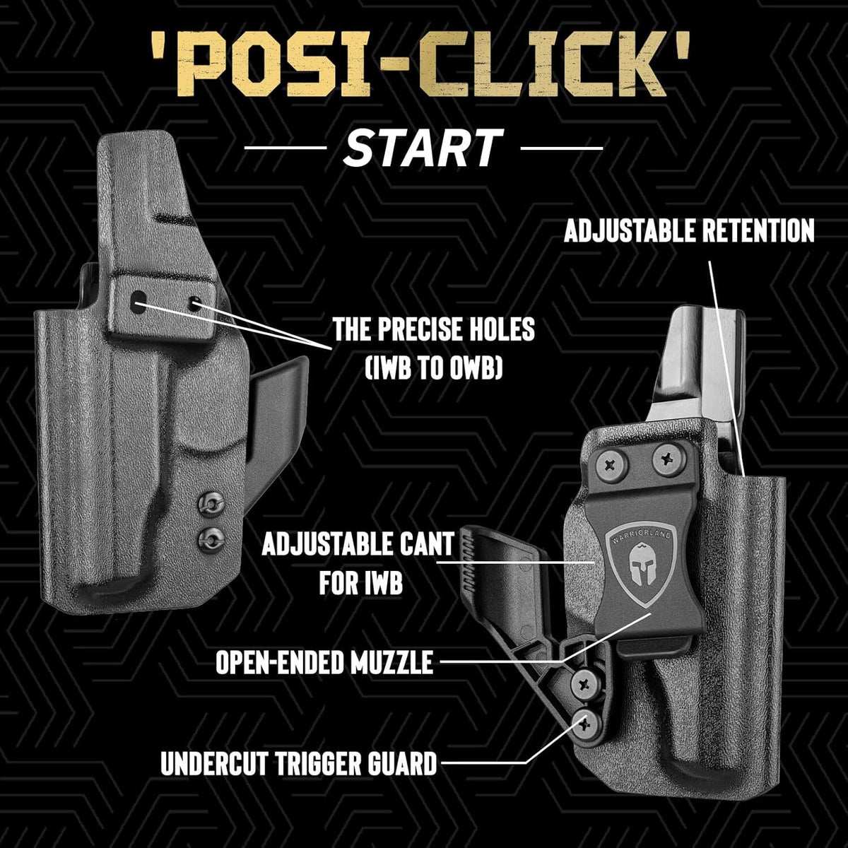 Makarov Pistol IWB Kydex Holster with Optics Cut & Concealment Claw - Right Hand