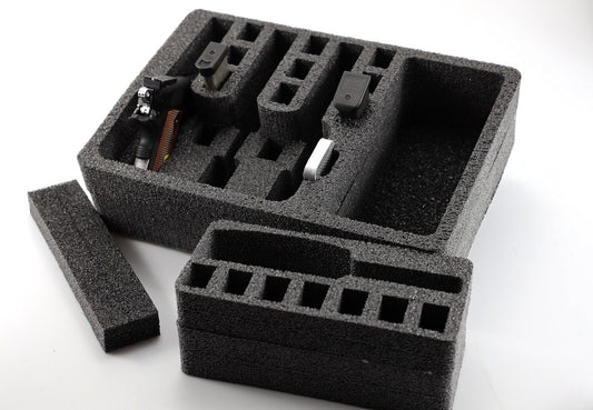 Precut Foam Gun Tray Fits Pelican 1450 Case for 4 Handguns & Mags