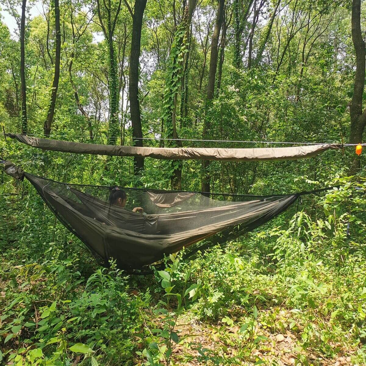 12ft Camping Tarp Sleeve Rain Fly for Hammocks and Tents - Water-Resistant, Easy Storage