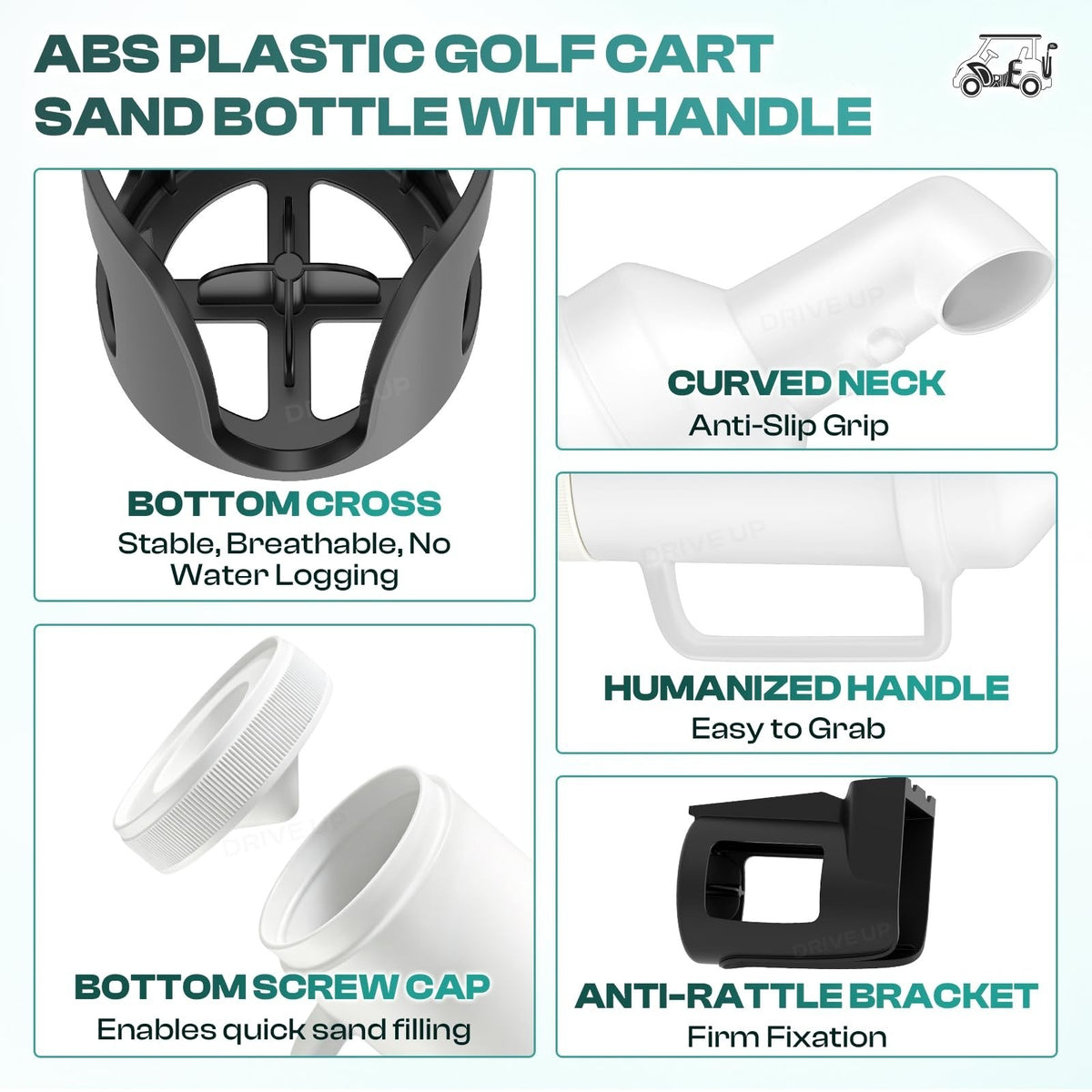 Golf Cart Sand Bottle Divot Repair Filler Holder Large Capacity Rattle Proof