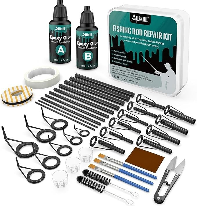 Fishing Rod Repair Kit - Complete 3-in-1 Supplies for Rod Tips & Guide Eyelets