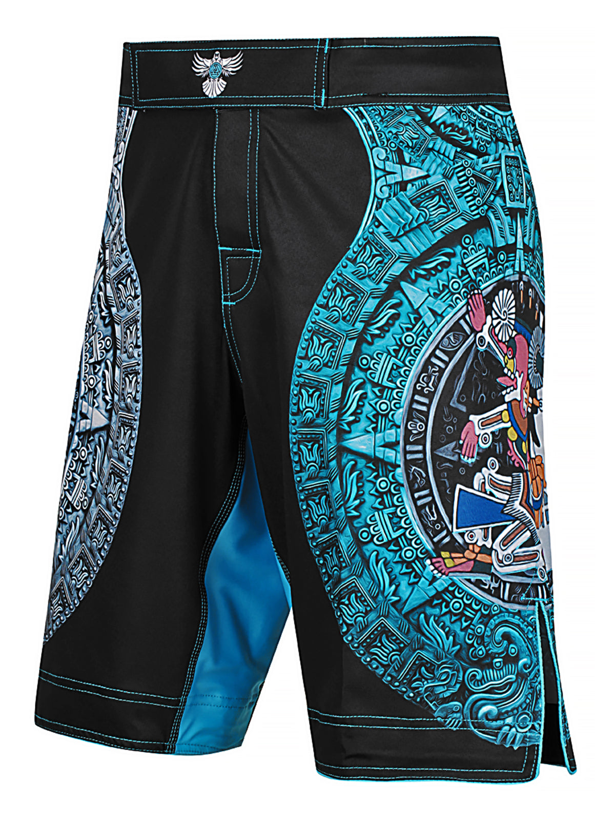 Men's MMA Shorts with Aztec Lord of the Underworld Design - Breathable & Durable Fightwear