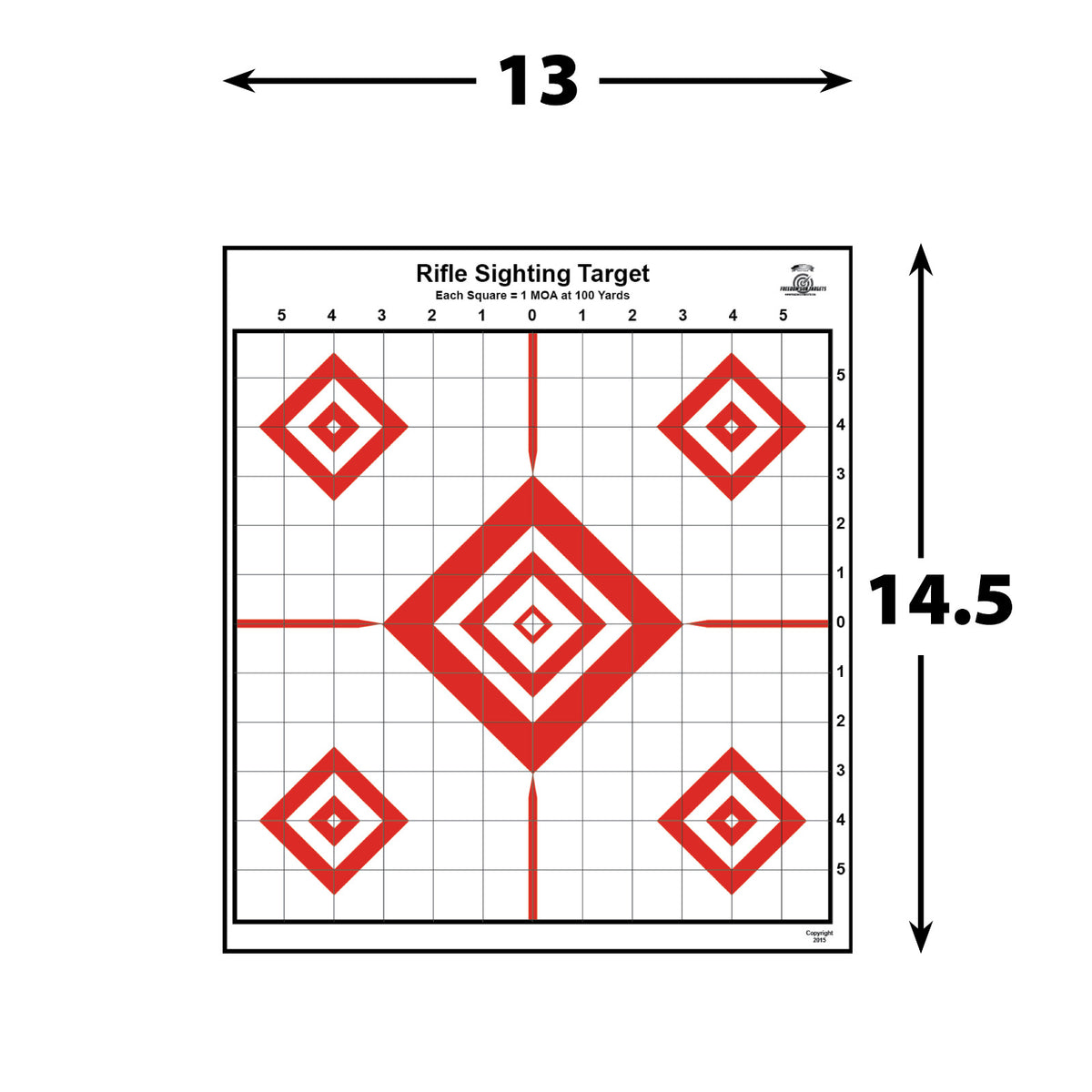 25 Rifle Shooting Targets for Gun Range with Red Diamonds 13x14.5 - Perfect for Indoor & Outdoor Use