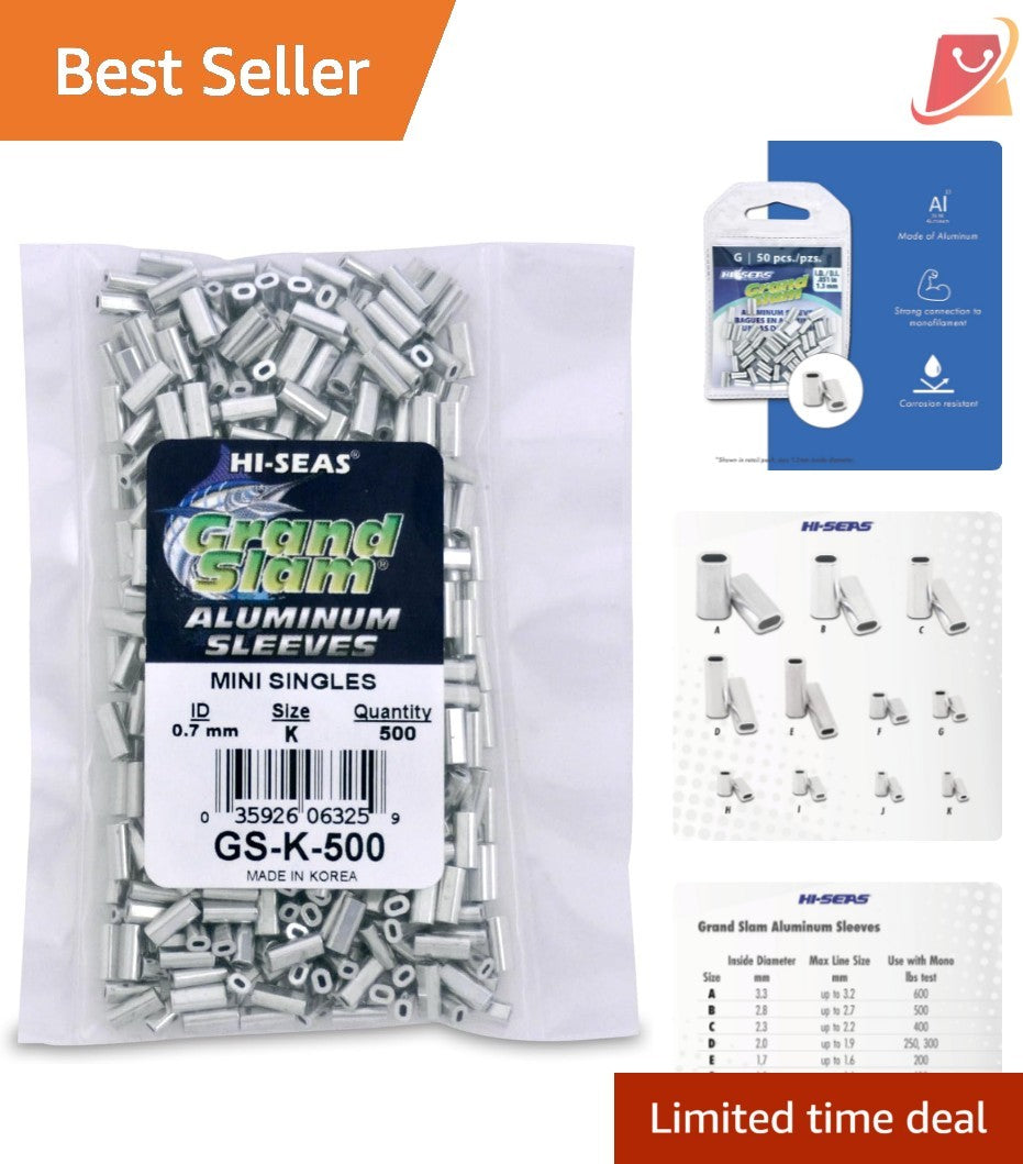 Fishing Line Crimp Sleeves Bulk Pack 500 Aluminum Saltwater Strong & Durable