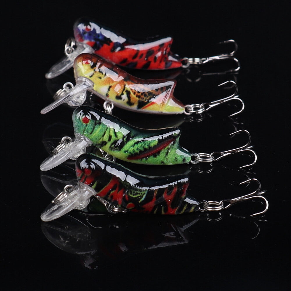 12pcs Hard Bait Artificial Fishing Lures with Sharp Hooks Topwater Grasshopper