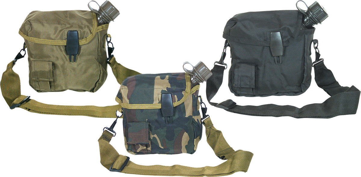 Military 2 Quart Nylon Canteen Cover with Carry Strap - Water Resistant Camping Accessory