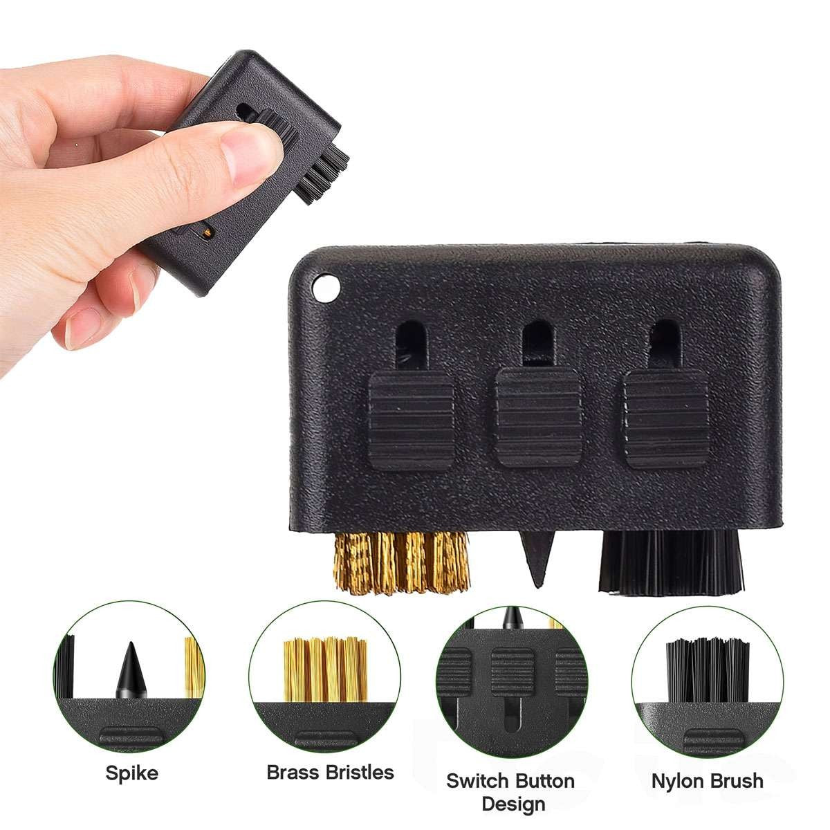 3-in-1 Portable Golf Club Cleaner Brush Retractable Pocket Accessory