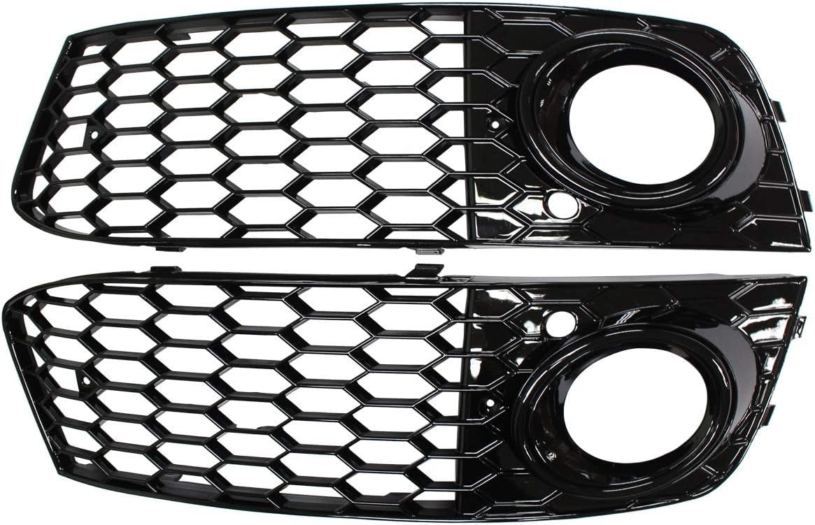 Front Bumper Fog Light Mesh Grill for Audi A4 B8 2008-2012 - Glossy Black
