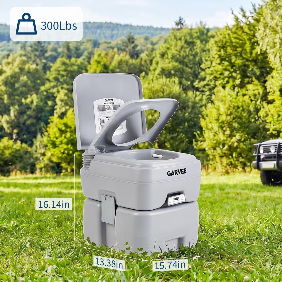 Portable Camping Toilet with 5.3 Gallon Waste Tank & Carry Bag