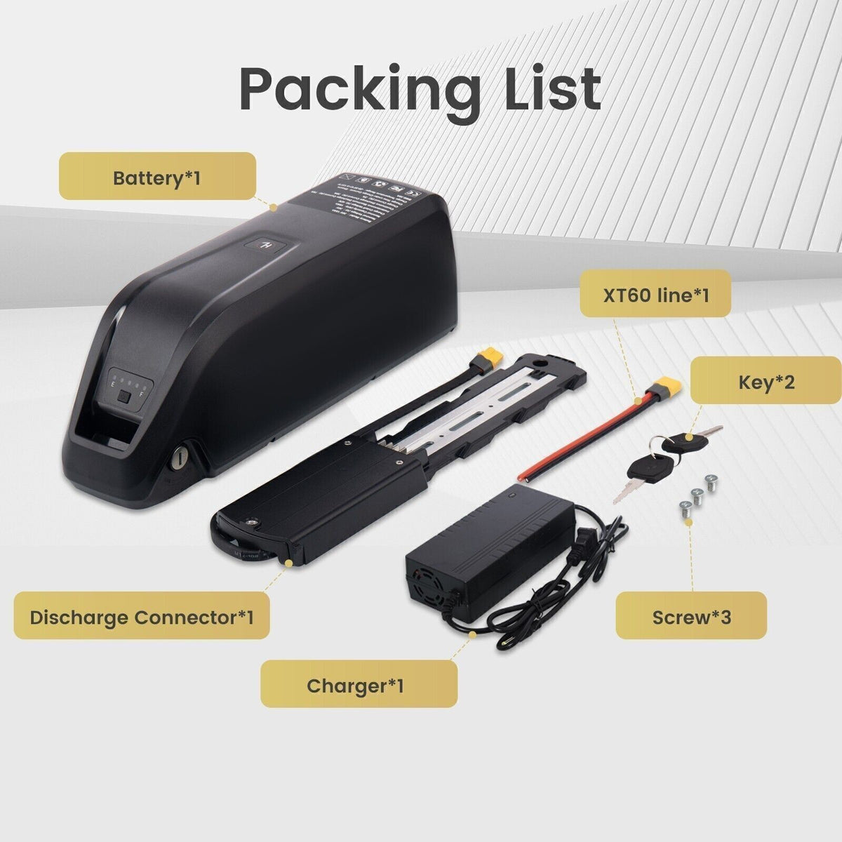 Electric Bicycle Battery 36V/48V/52V 20Ah 40A 5-Pin for eBike & Electric Bike