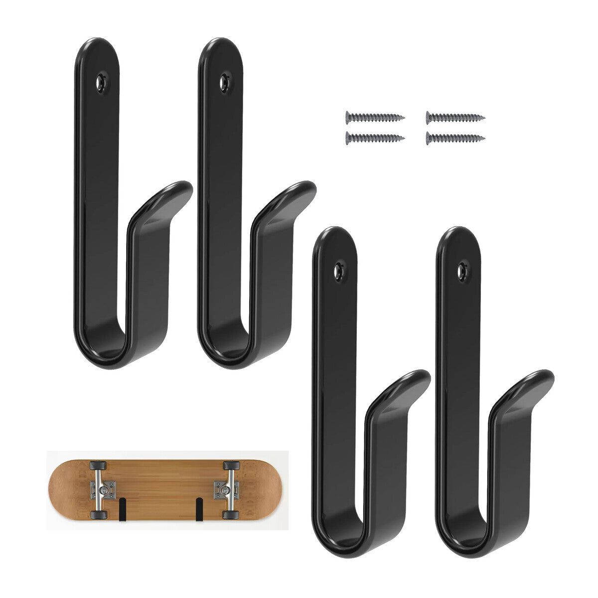 4 Pack Wall Mount Snowboard & Skateboard Storage Rack Hangers