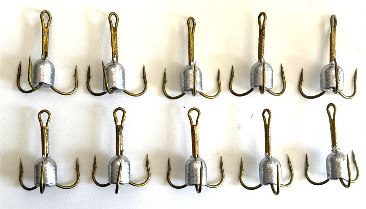 Weighted Treble Hooks 10/0 Size for Snagging - 2.5oz, 10 Pack