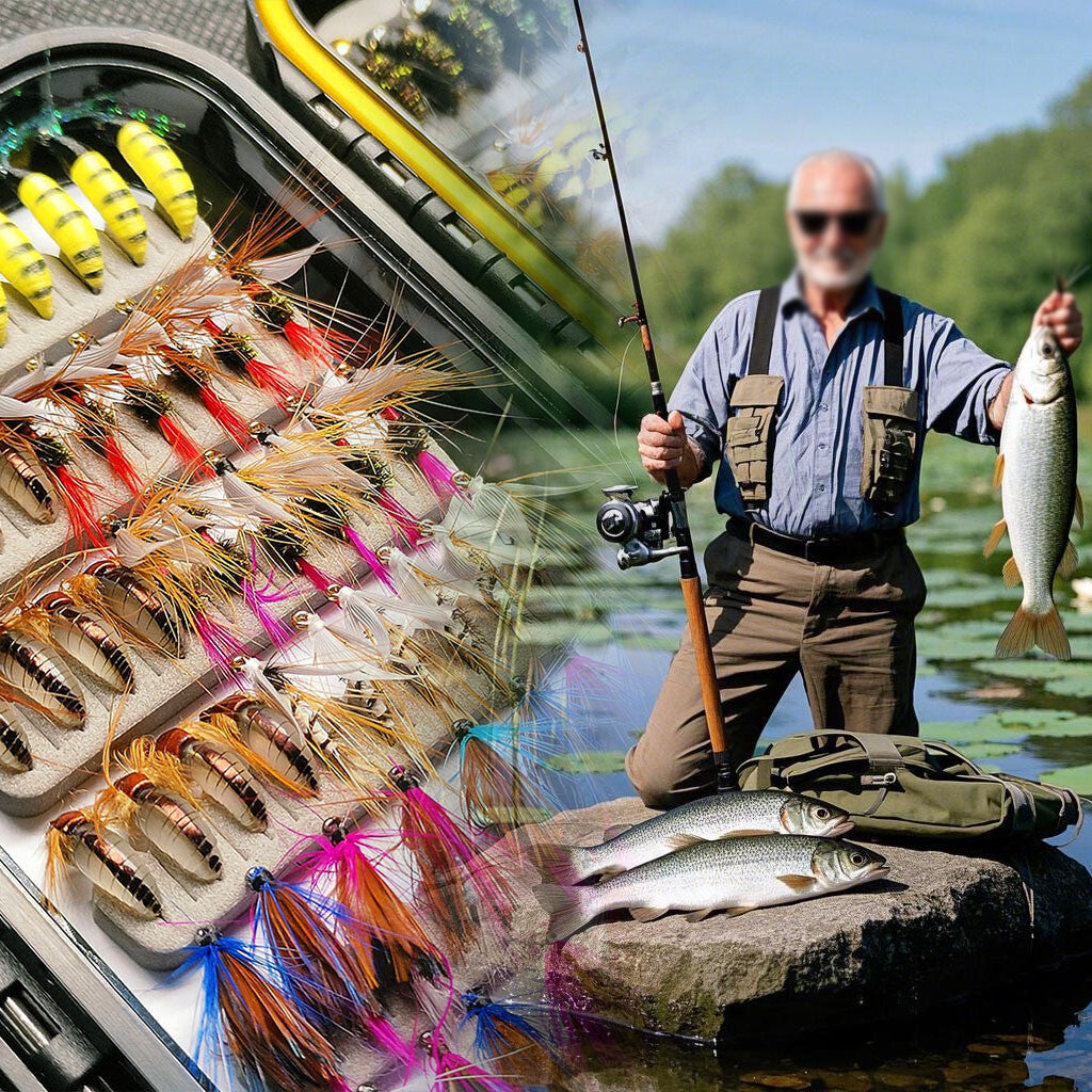 114Pcs Fly Fishing Lure Set for Trout Bass Salmon Steelhead with Box