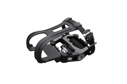 Dual-Sided Indoor Cycling Pedal with Cage and Straps - Sold in Pairs