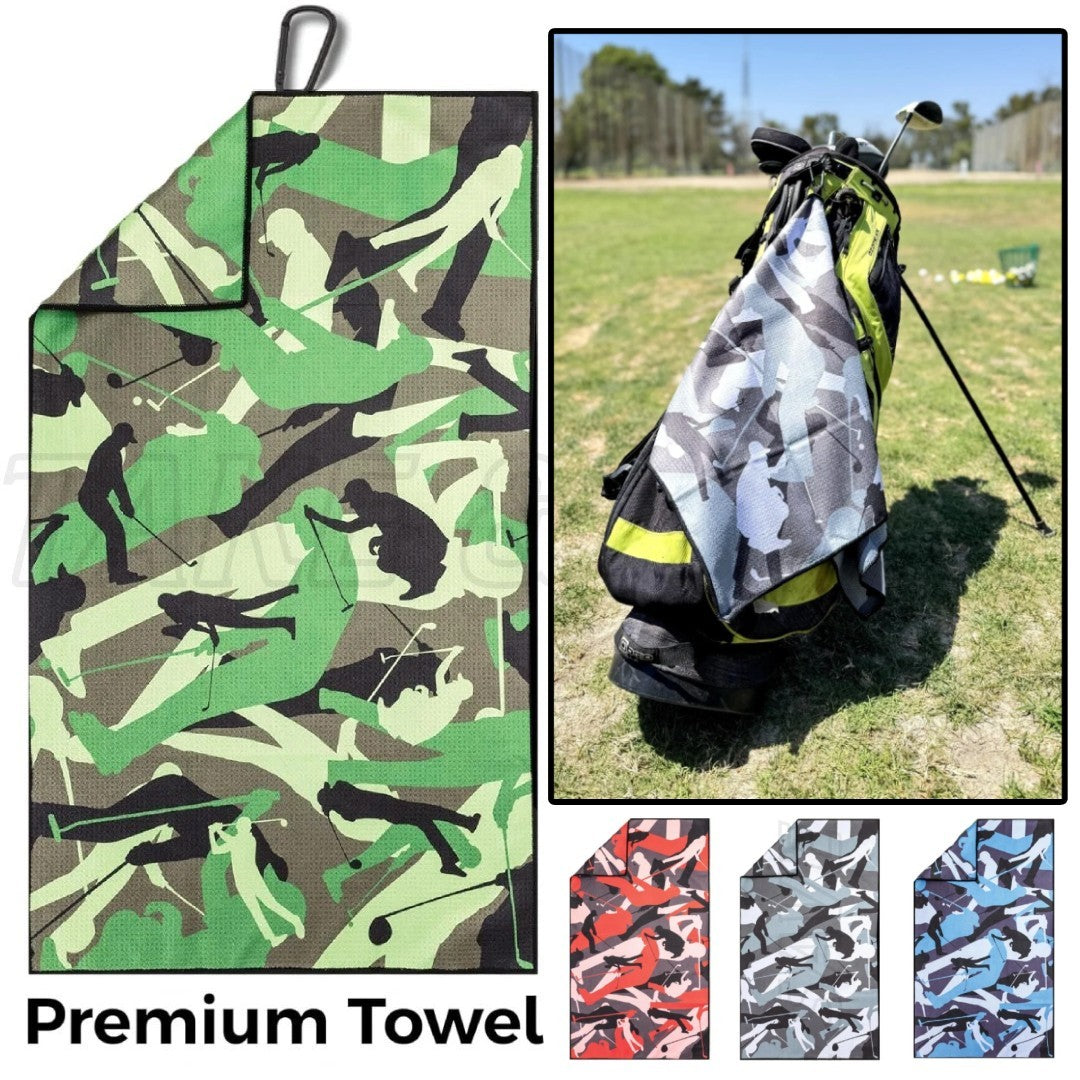 Golf Towel with Clip - Microfiber 34x20 Inch Camouflage Golf Towels
