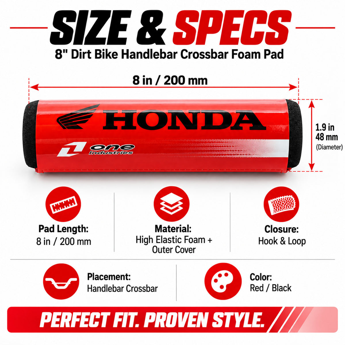 Handlebar Protector Pad 7.9in Foam Bike ATV Motorcycle Black Red