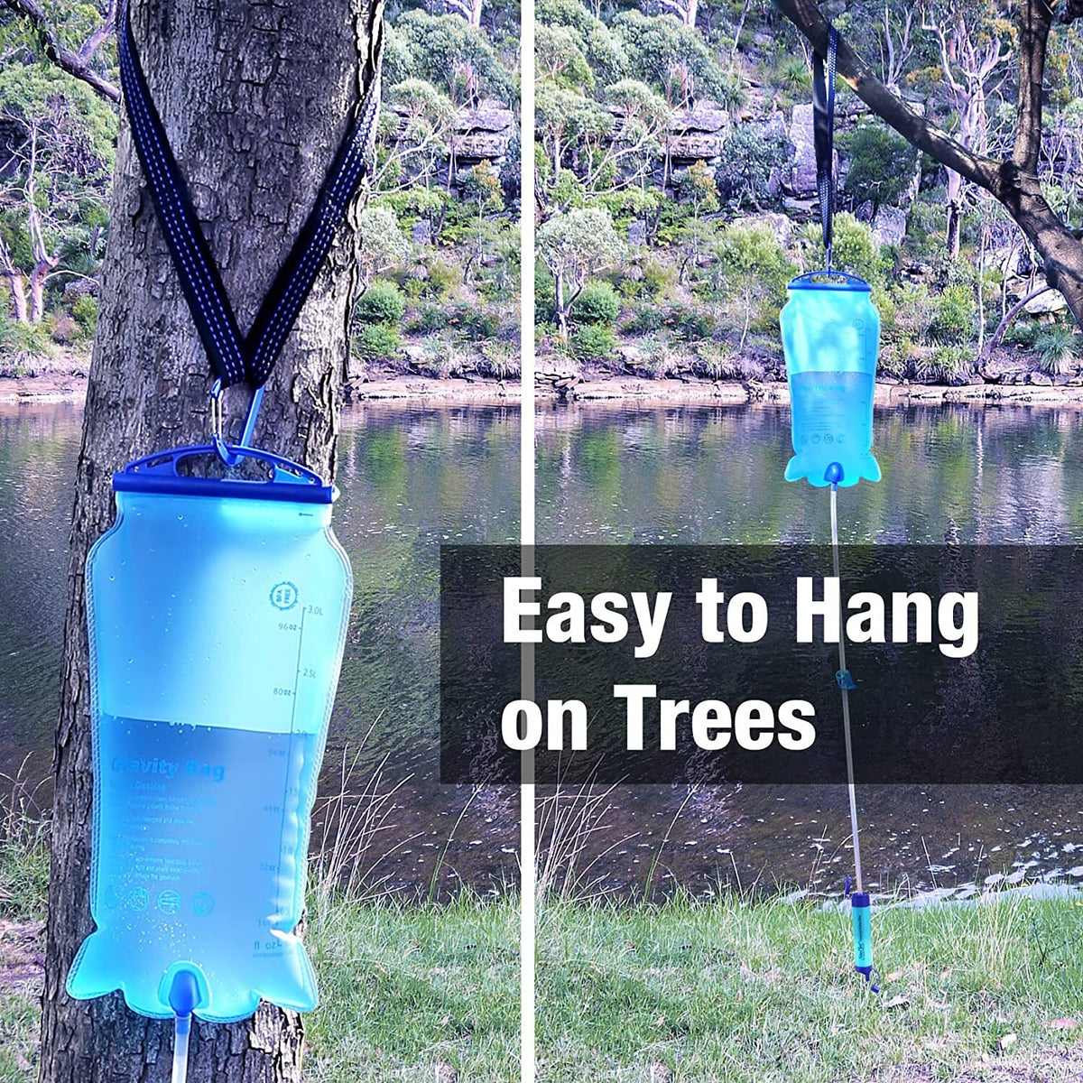 Gravity Water Filter Straw with 3L Water Bag - Portable Camping & Emergency Water Purifier