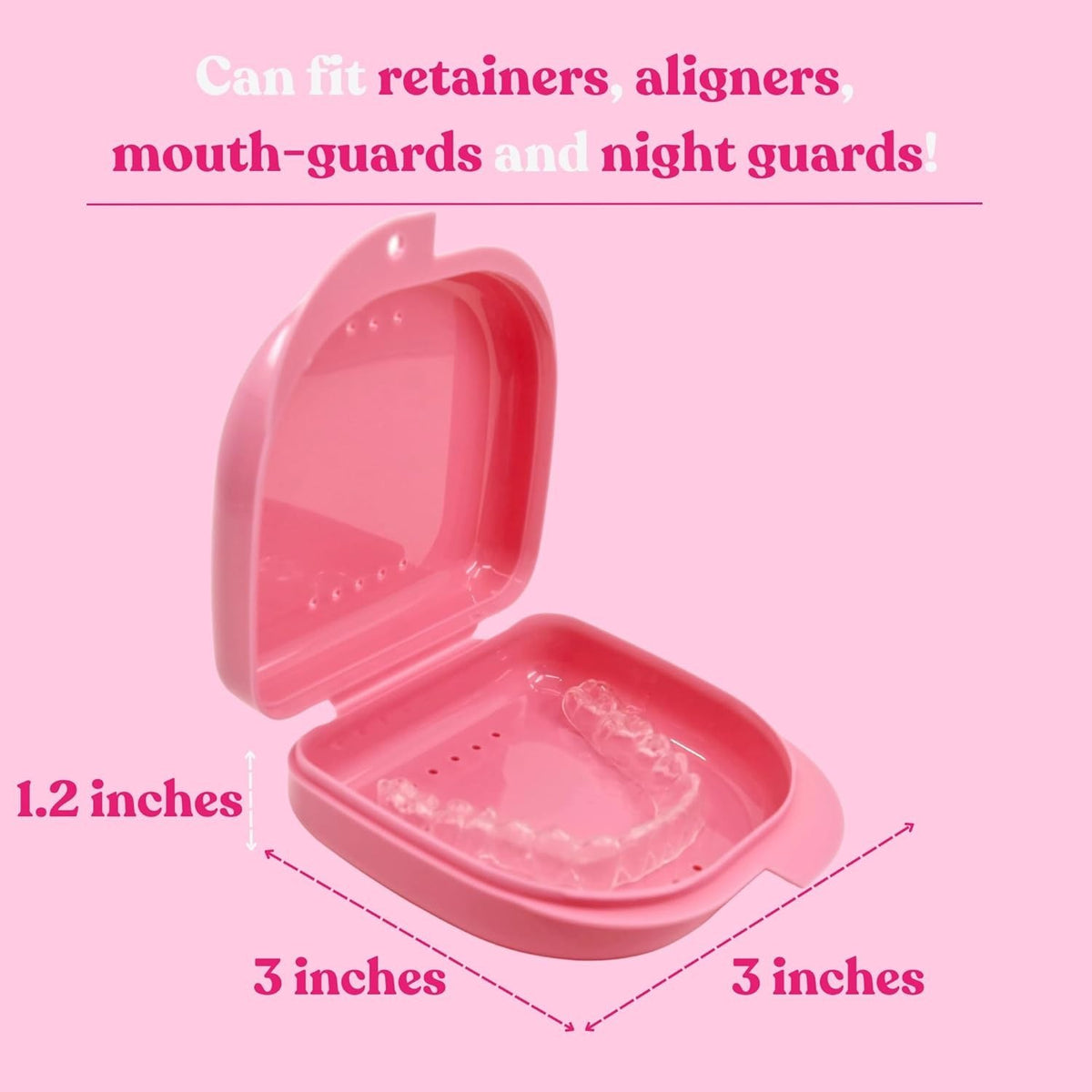 Pink Mouthguard Case with 16 Ventilation Holes for Retainer Freshness