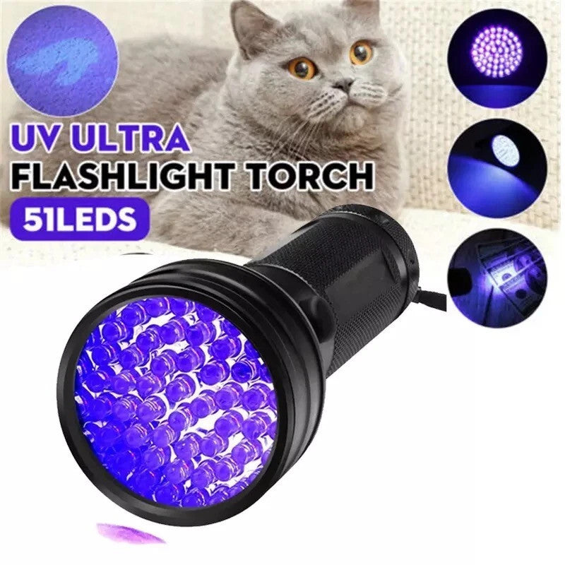 UV Blacklight Flashlight 51 LED Inspection Torch 395nm for Scorpion Detection