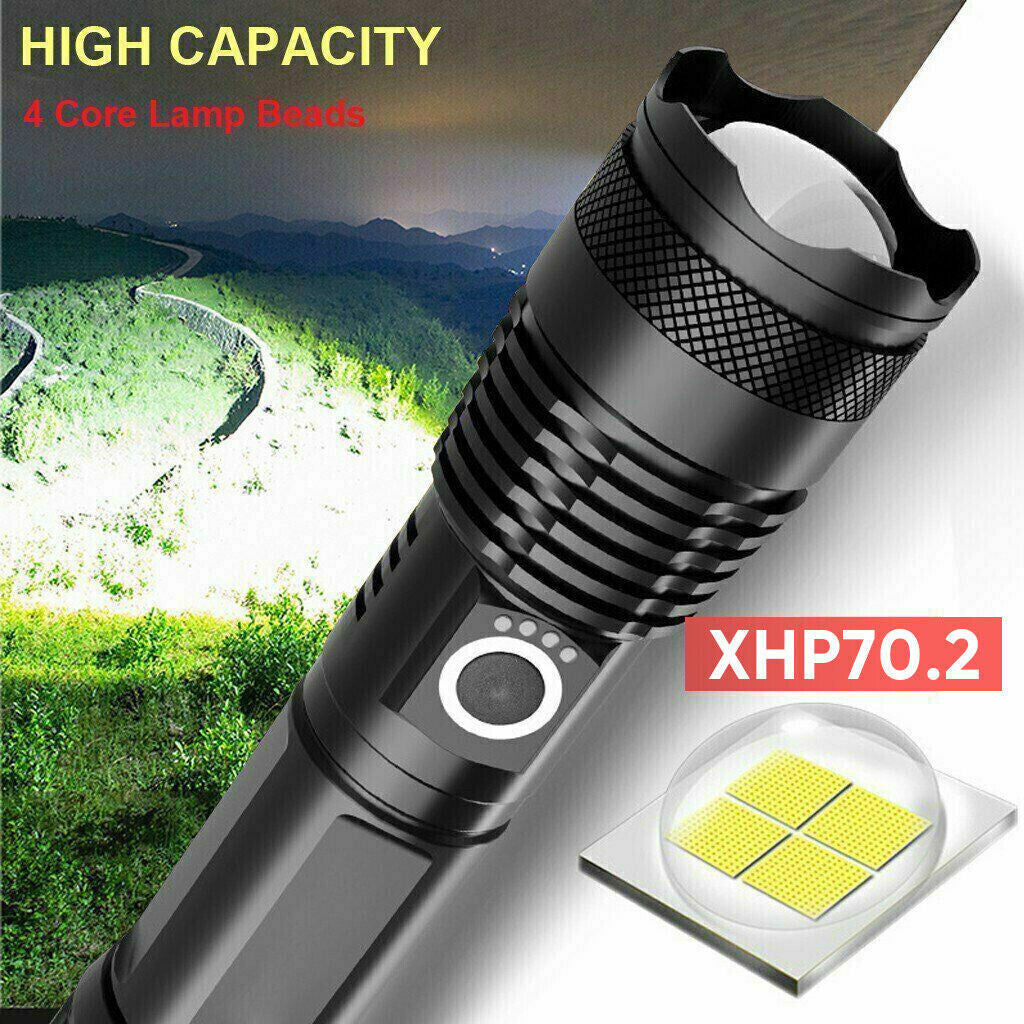 Super Bright Rechargeable LED Flashlight with Zoom, 1500+ Lumens, Waterproof