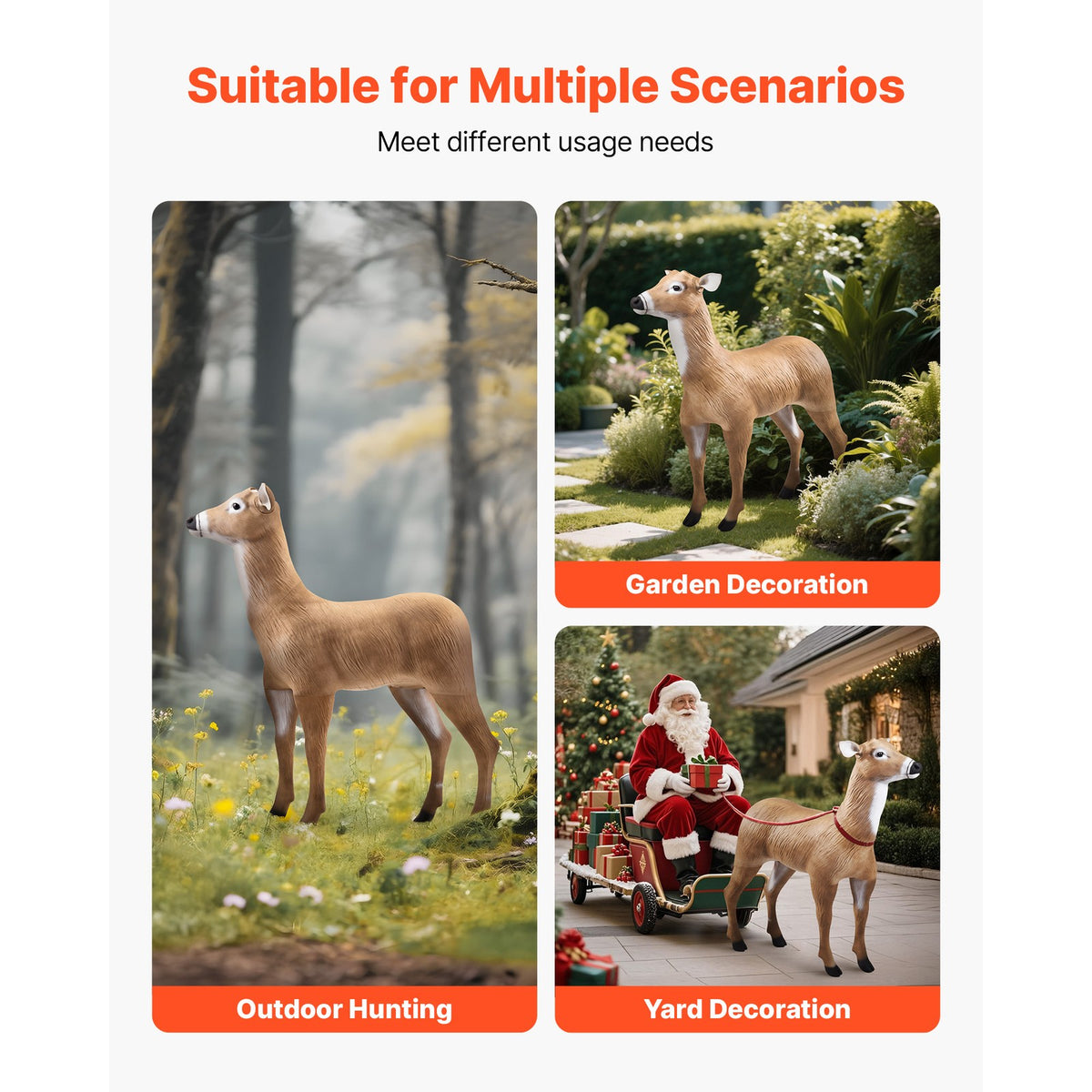 Realistic Outdoor Deer Decoy with Foldable Legs for Hunting and Garden Decor