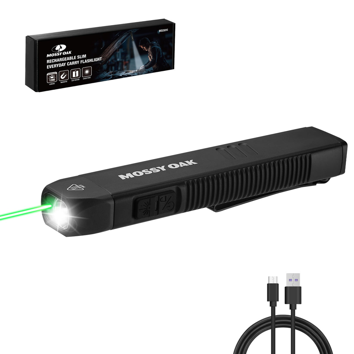 Rechargeable LED Flat Flashlight 1200LM with Magnetic Base & Red Light