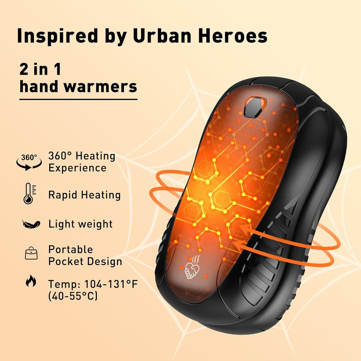 Rechargeable Hand Warmers 10000mAh Portable Electric Hand Heaters 2-Pack