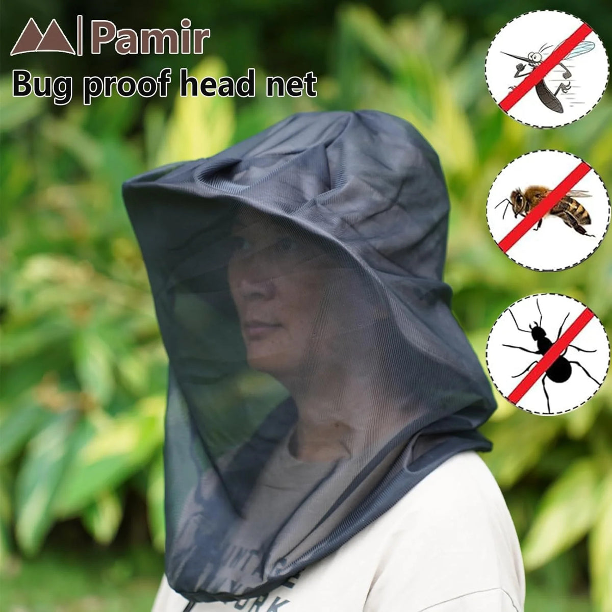 Mosquito Head Net Mesh Bug Cover for Head - Fits Over Hats, Breathable Insect Shield