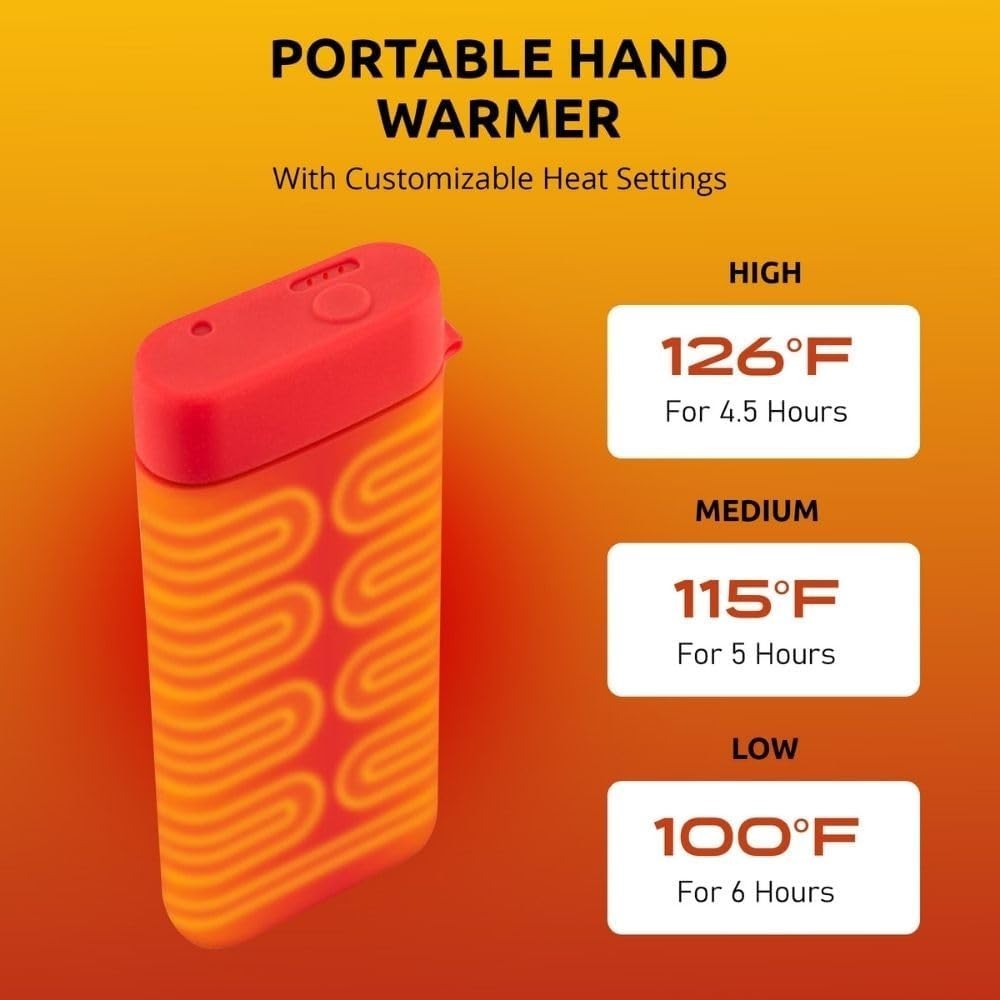 Rechargeable Hand Warmer with 3 Heat Settings & 6-Hour Battery Life