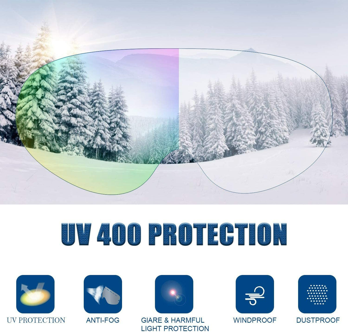 Anti-Fog Ski Goggles Men Women Snowboard Snowmobile UV400 Windproof Snow Sports Gear